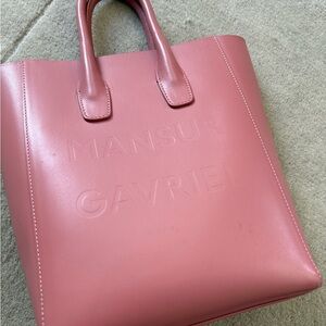 Mansur Gavriel Logo North South Tote Pink Leather
